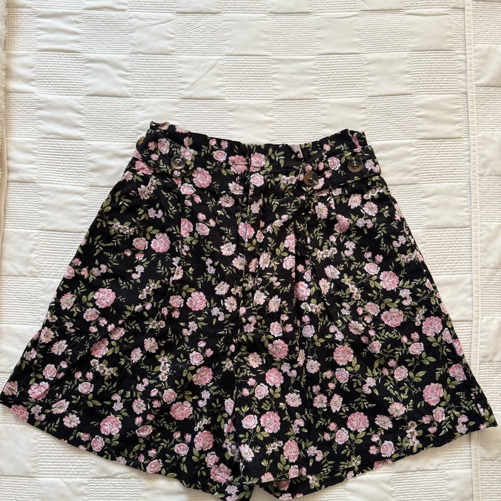Floral Black Skirt